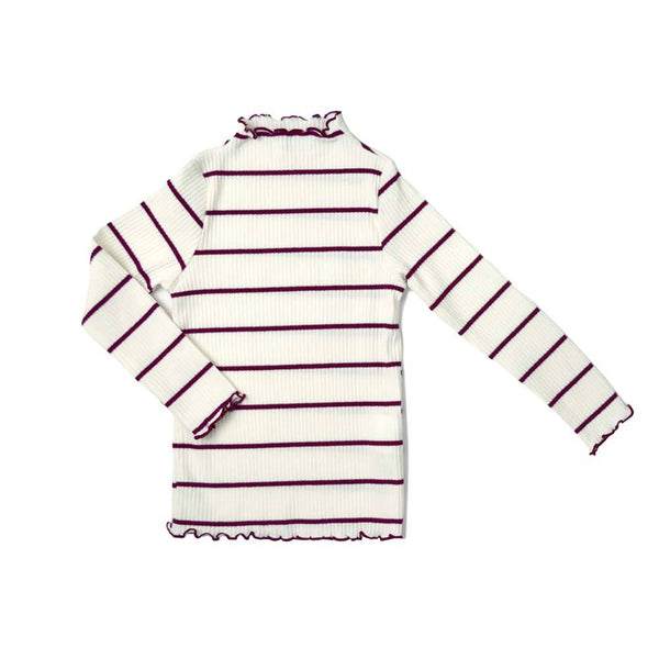Jersey Cotton Top, Daisy with stripes in Wine
