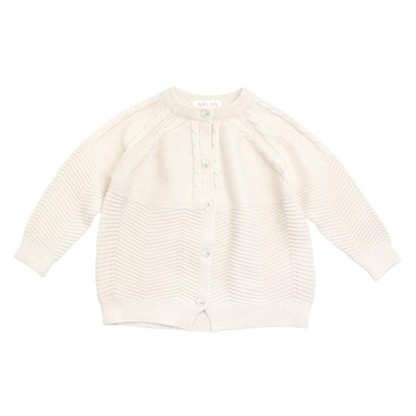 MELON Kids Girl Cable Knit Cardigan, Porcelain White