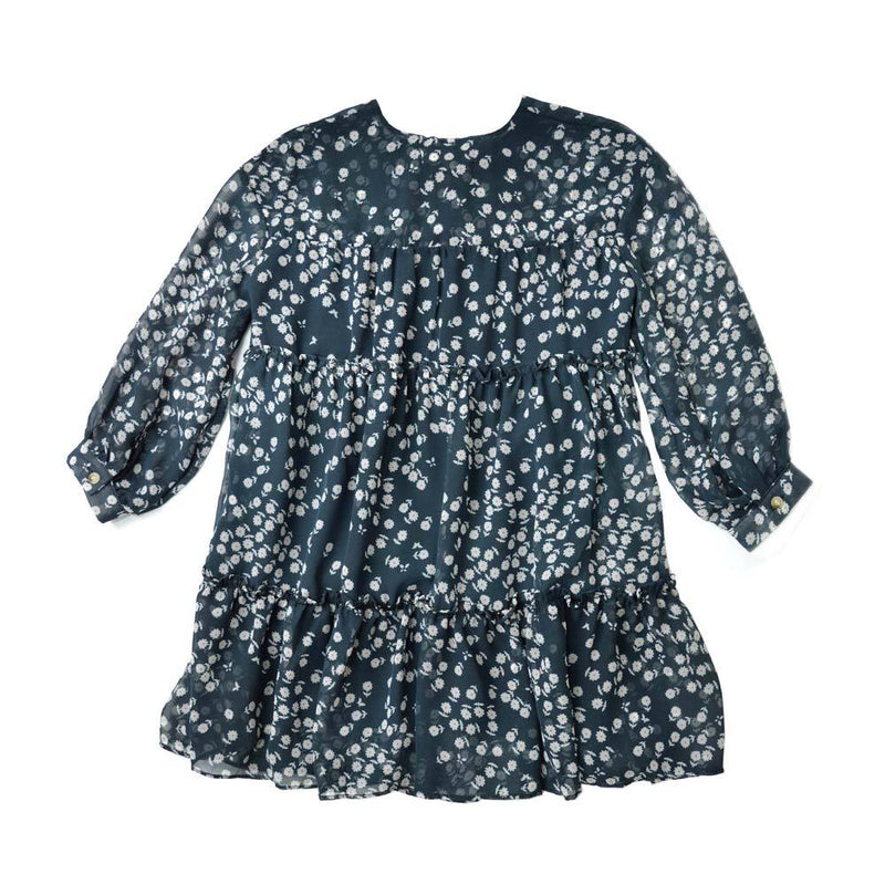 Chiffon Dress, Navy with floral prints