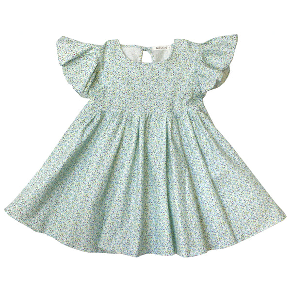 Empire Dress, Mint Green with sprinkles print