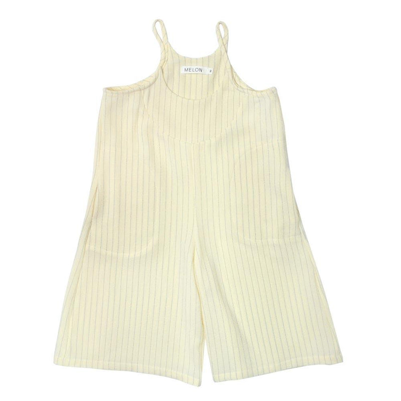 MELON Kids Girl Baggy Playsuit, Cream with stripes