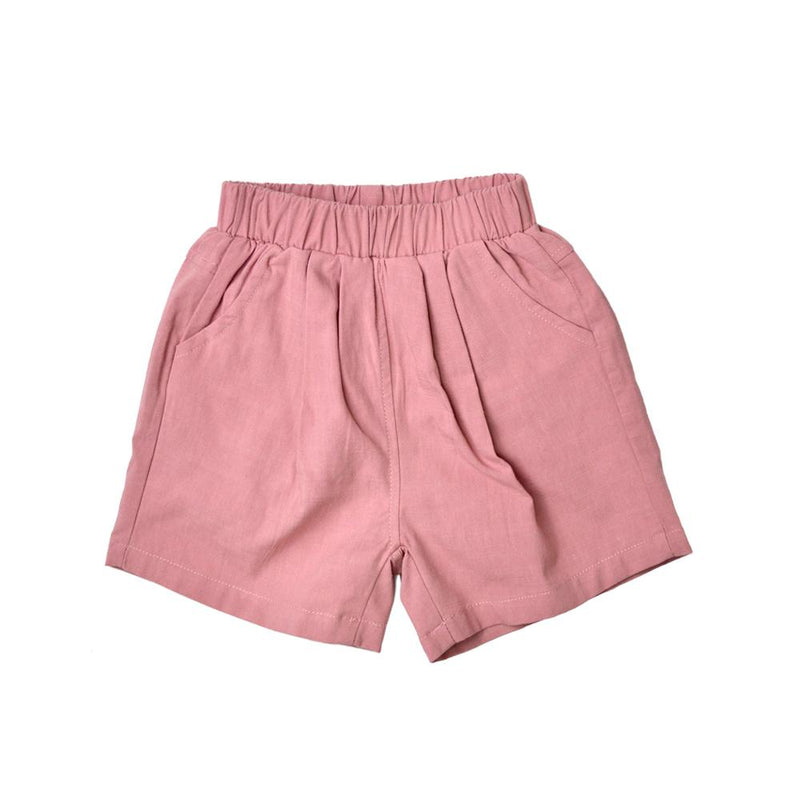 MELON Kids Boy/Girl Cotton Linen Bermudas, Rose Pink