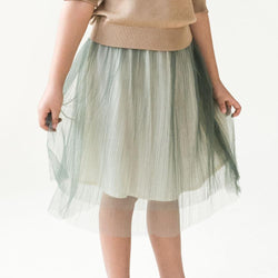 MELON Kids Layered Tulle Midi Skirt, Sage green