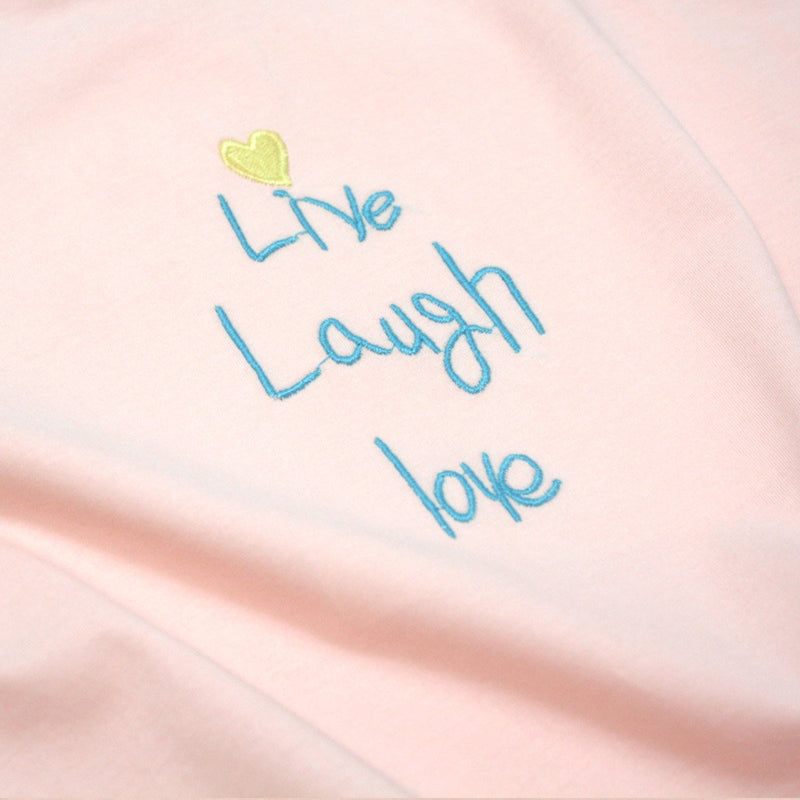 Soft Cotton Tee with Embroidery, Blush Pink