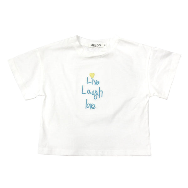 MELON Kids Girl Soft Cotton Tee with Embroidery, Daisy White