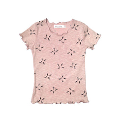 MELON Kids Girl Lightweight Cotton Top, Blush Pink with Print