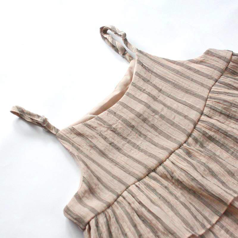 *Size 110 only* Babydoll Top, Latte with Stripes