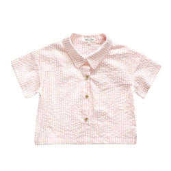 Melon Kids Boxy Relaxed Shirt, Blush with stripes