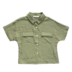 MELON Kids Boxy Relaxed Shirt, Olive Green