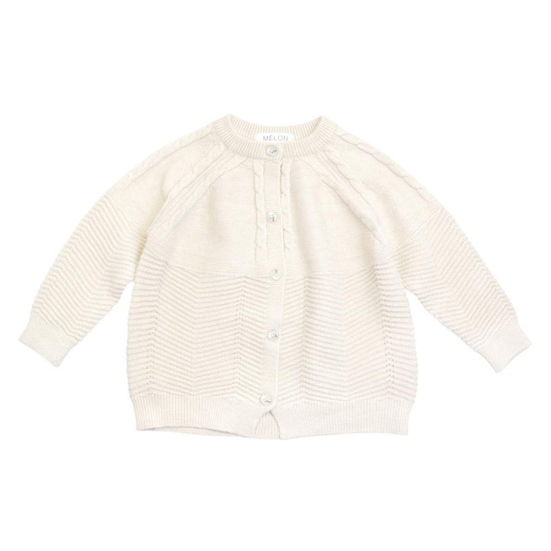 MELON Kids Girl Cable Knit Cardigan, Porcelain White