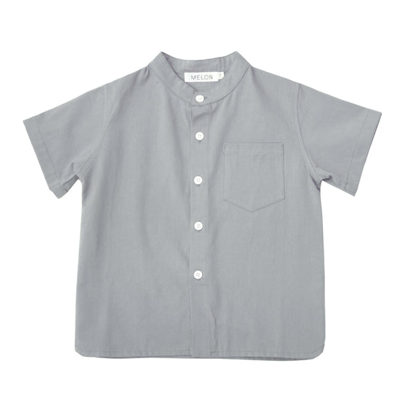 Boxy Grandad Shirt, Anchor Grey