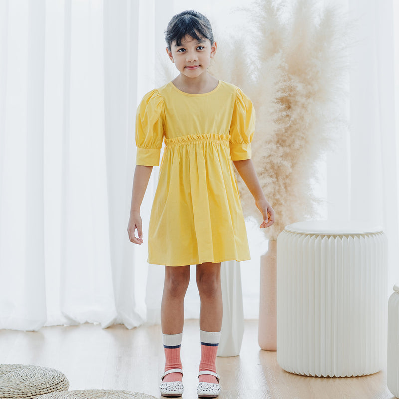 Empire Dress, Pineapple Yellow MELON | mini-me kidswear Empire Dress, Pineapple Yellow MELON | mini-me kidswear