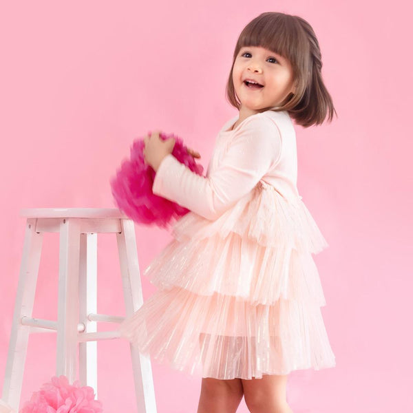 MELON Kids Girl Tulle Dress, Blush Pink