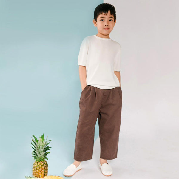 *Size 130 only* Loose Straight Ankle Pants, Mocha
